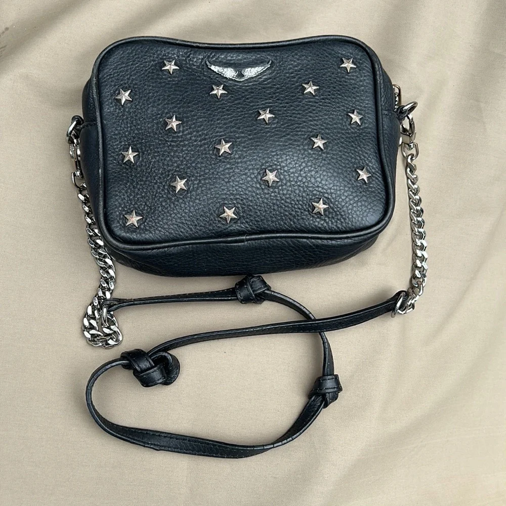 Zadig & Voltaire black & silver stars cross-body bag - Picture 3 of 9